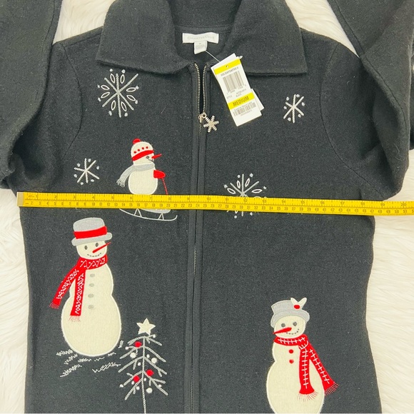 NWT Charter Club Christmas Snowman Full Zip Wool Cardigan Jacket Size M - Picture 13 of 16